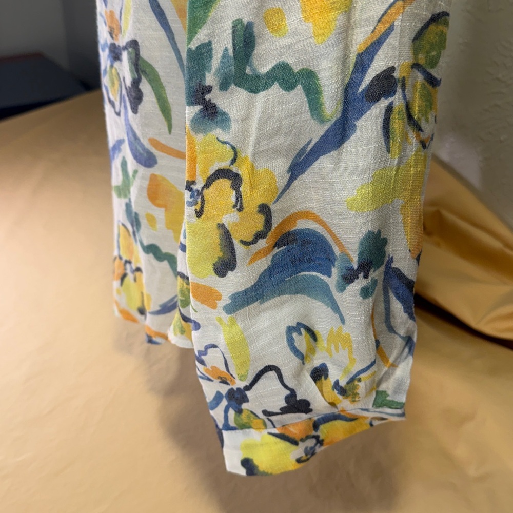 Zac & Rachel long sleeve button down top a watercolor floral print large - Picture 4 of 9